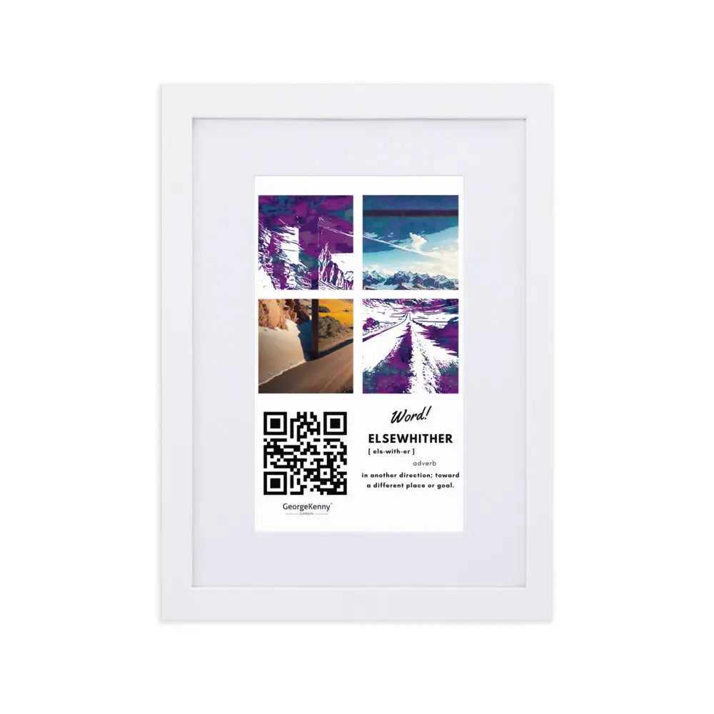 Elsewhither | Word Art | Matte Paper Framed Print With Mat GeorgeKenny Design