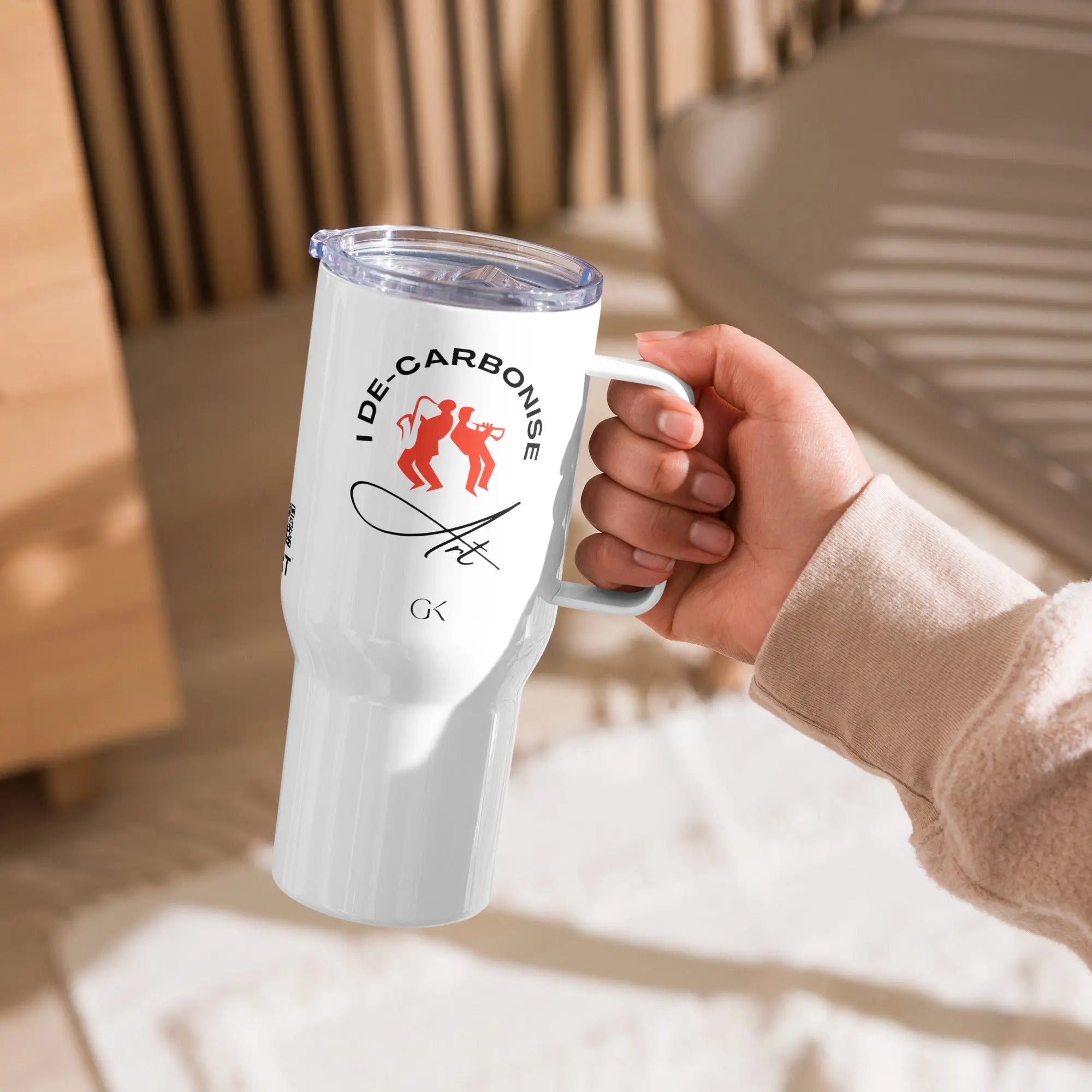 Travel mug with a handle | I Decarbonise GeorgeKenny Design