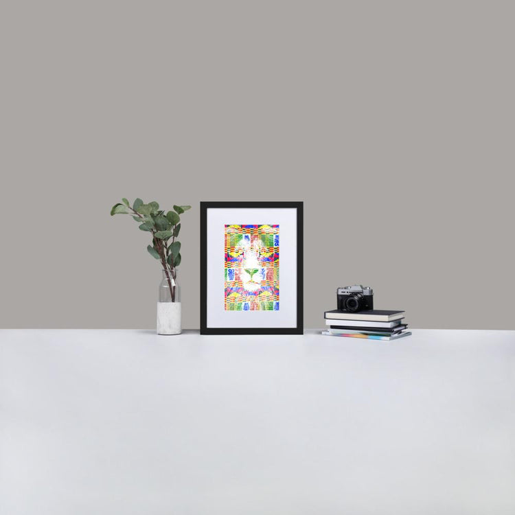 Lion - Framed Print with Mat - African Inspired - GeorgeKenny Design