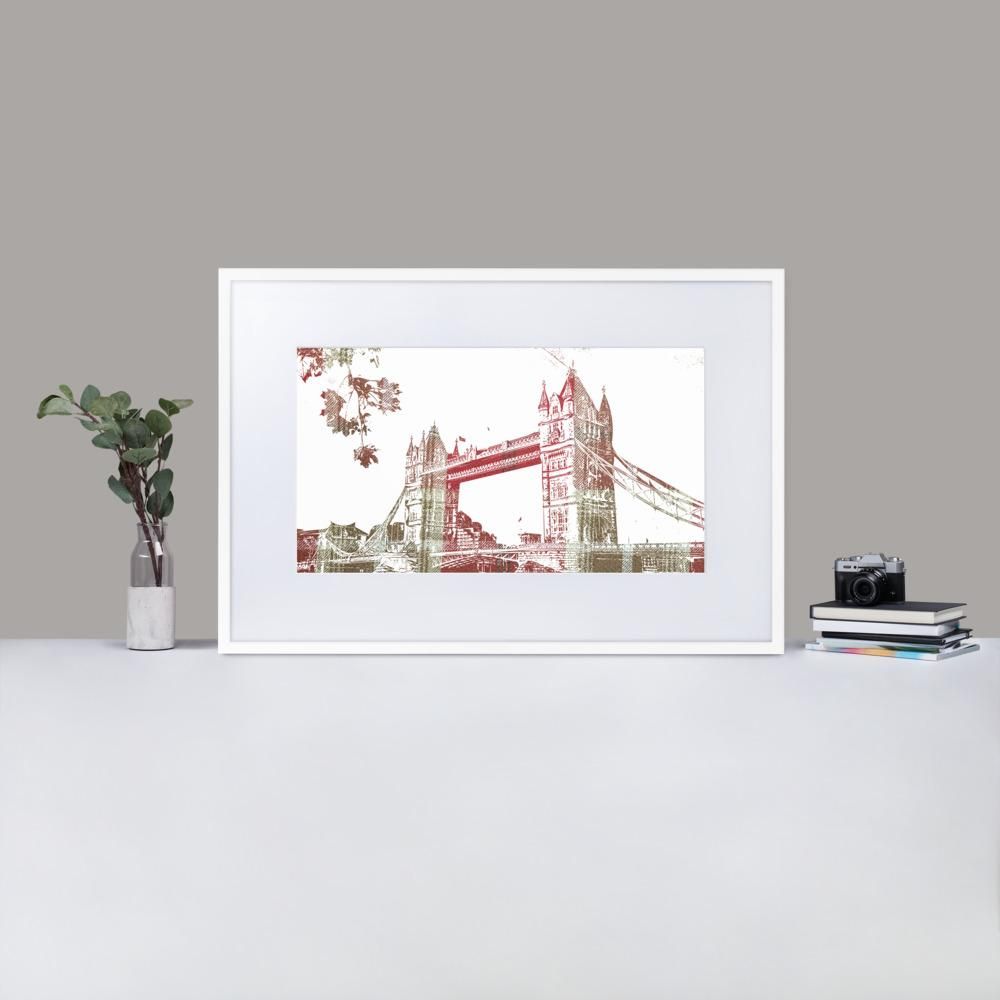 Tower Bridge London - Framed Print with Mat - Balmoral Check - GeorgeKenny Design